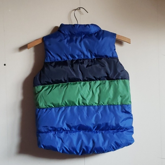 Joe Fresh Blue Green Colorblock Striped Puffer Vest, button up zipper Size 3T - Picture 5 of 7